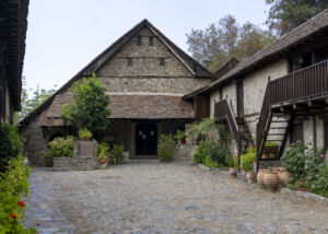 Exterior of the Monastery of Saint John Lampadistis, Kalopanayiotis, Troodos, Cyprus, UNESCO World Heritage Site