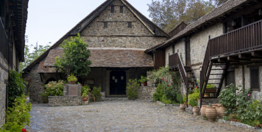 Exterior of the Monastery of Saint John Lampadistis, Kalopanayiotis, Troodos, Cyprus, UNESCO World Heritage Site